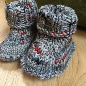 Infant hand knit baby booties
